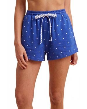 Anniewear 4Th Of July Polka Dot French Terry Mini Shorts - Blue