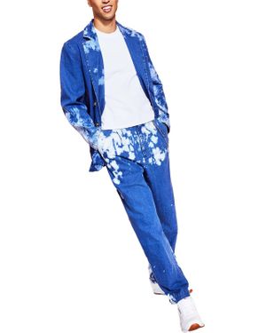 Royalty by Maluma Denim Collared Two-Button Blazer - Blue