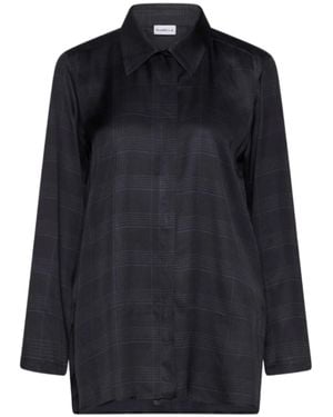 Marella Cotton Subtle Checkered Pattern Shirt - Black