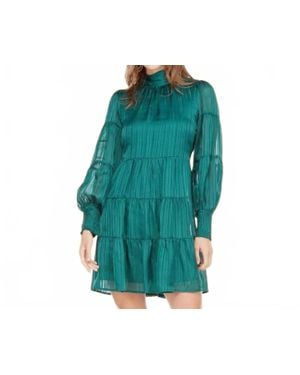 J joy Tie Neck Tiered Dress - Green