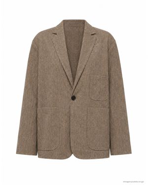 EAT DUST 673 Nomad Soft Shoulder Textured Cotton Blazer - Brown
