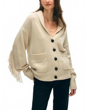 White + Warren Cashmere Blend Luxe Fringe Coatigan - Natural