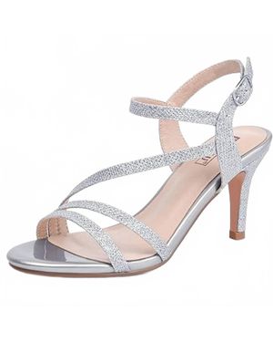 IDIFU Glitter Open Toe Ankle Strap Sandals - Metallic