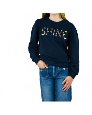 Paper Flower Shine 3D Jewel Sweatshirt - Blue