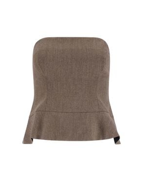 Beaufille Tailored Strapless Blouse - Brown