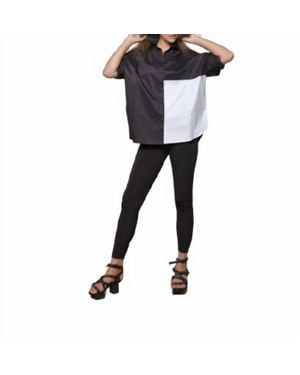 Simply Mila 2 Tone Boxy Shirt - Black