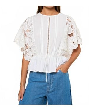 Lalavon Lace Eyelet Blouse - White