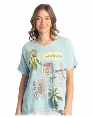 Jess & Jane Verano Mineral Washed Cotton Gauze Top - Blue