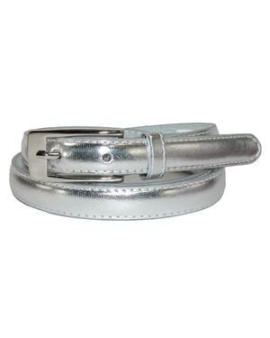 CTM Skinny Leather Dress Belt - Gray