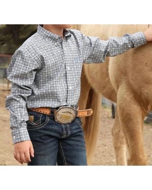 Cinch Boy's Plain Weave Western Shirt - Blue