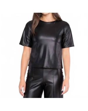 Ripley Rader Extended Vegan Leather Short Sleeve Top - Black