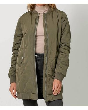 Mystree Long Quilted Jacket - Green