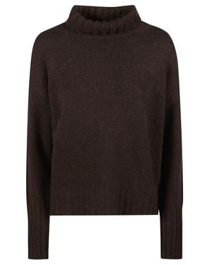 Aragona Ribbed Relaxed Cashmere Turtleneck Sweater - Black
