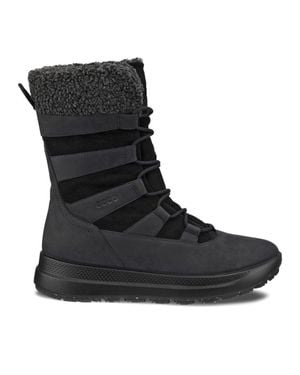 Ecco Solice Solice Textured Collar Lace-Up Nubuck Ankle Boots - Black
