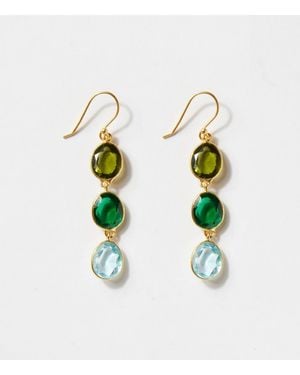 Schmuckoo Triple Drop Gemstone Earrings - White