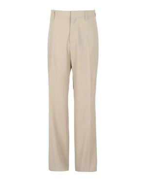 Ferragamo Stitched Wide Leg Pants - Natural