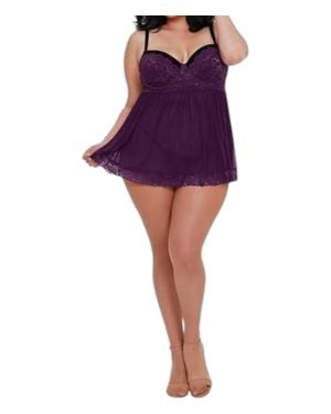 Dreamgirl Molded Cup Babydoll Mini Dress - Purple