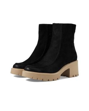 Dolce Vita Henla Boots Leather Block Heel Ankle Bootie Rhs6621 - Black