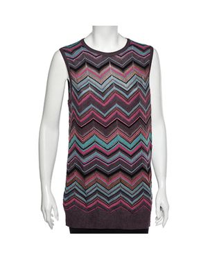 Missoni Multicolored Perforated Knit Sleeveless Top - Blue