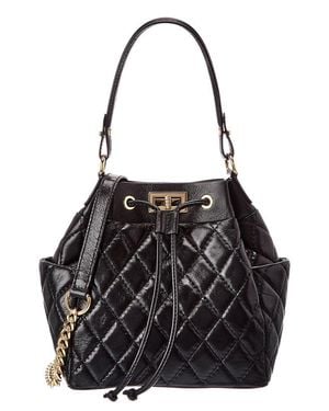 Italian Leather Bucket Bag - Black