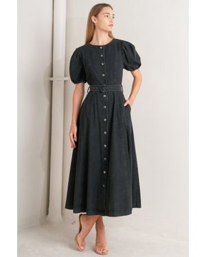 TRUEDAMES In My Mind Denim Midi Dress - Black