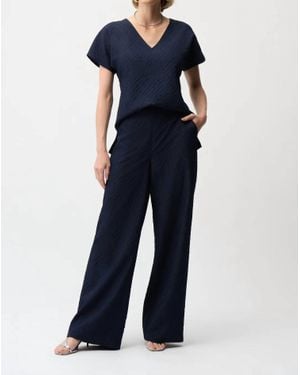 Joseph Ribkoff Geometric Textured Jacquard Top With V-Neckline - Blue