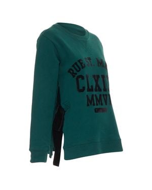 Maison Margiela Velvet Varsity Ribbon Trim Sweater - Green