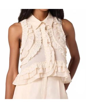 Astr Nienna Layered Ruffle Cropped Top - Natural