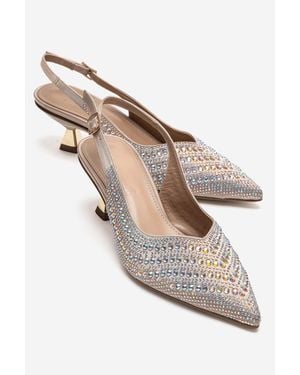 Prologue Shoes Royale Embellished Kitten Heel Pump - White