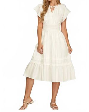 She + Sky Sierra Ruffle V-Neck Midi Dress - White