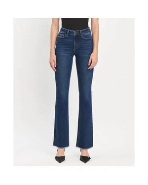 VERVET BY FLYING MONKEY High Rise Raw Hem Bootcut Jeans - Blue