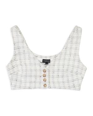 CALLIPYGIAN Textured Button Bustier Tank - White