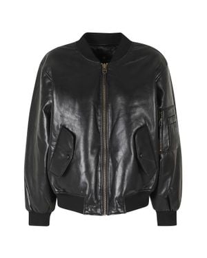 Anine Bing Leon Military Leather Bomber Jacket - Black