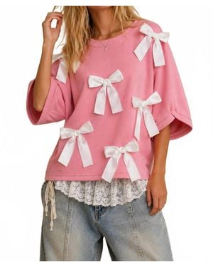 J.Nna Rosy Bow-Embellished Short-Sleeve Top - Red
