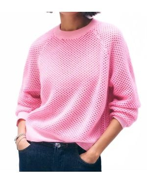White + Warren Cashmere Two Tone Mesh Sweatshirt - Pink