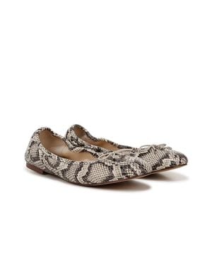 Sam Edelman Felicia Ballet Flat Roccia Python Leather Slip On Gal2123 - Brown