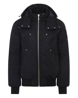 Moose Knuckles Padded Bomber Jacket With High Collar And Snap Fastenings - Black