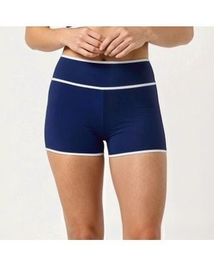Calypsa High Waisted Swim Shorts Two-Toned Collection - Blue