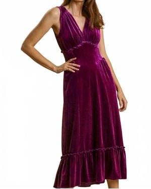 Umgee Dinner Party Velvet Dress - Purple