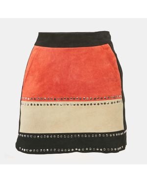 Maje Suede Stud Detail Mini Skirt - Red