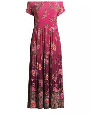 Johnny Was Tiered Cap Sleeve Knit Midi Dress