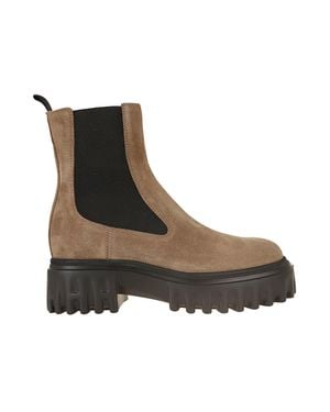Hogan Sand Suede H700 Chunky Sole Chelsea Boots - Brown
