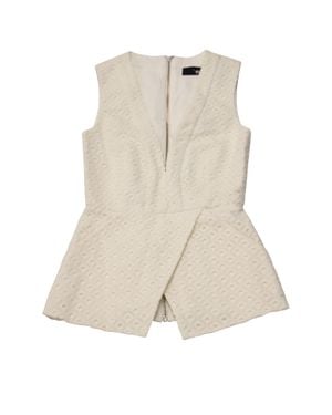 Nicholas Cotton Peplum Eyelet Top - Natural