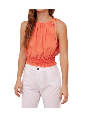 Bella Dahl Smocked Waist Tie Neck Cami Top - Red