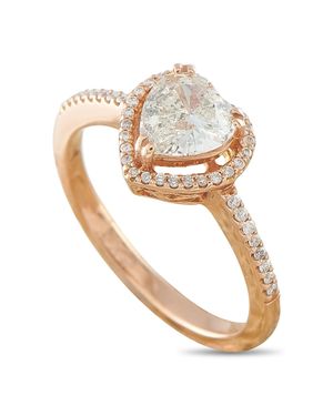 LB Exclusive 18K Rose 1.10Ct Diamond Heart Halo Ring Mf10-081226 - White