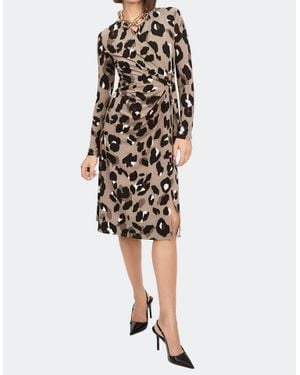 Joseph Ribkoff Animal Print Wrap Dress - Gray