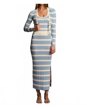 Hevron Pearl Soft Viscose Knit Cardigan - Blue