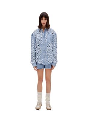 Pcfg Perforated Denim Shirt - Blue