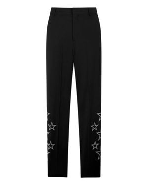 Philipp Plein Loose Fit Pants Stars Studs - Black