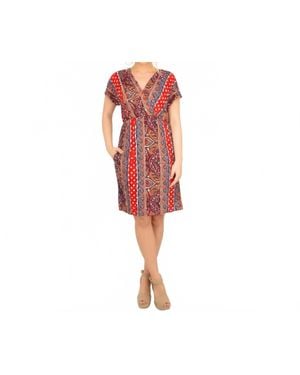 Haptics Paisley V Neck Dress - Red
